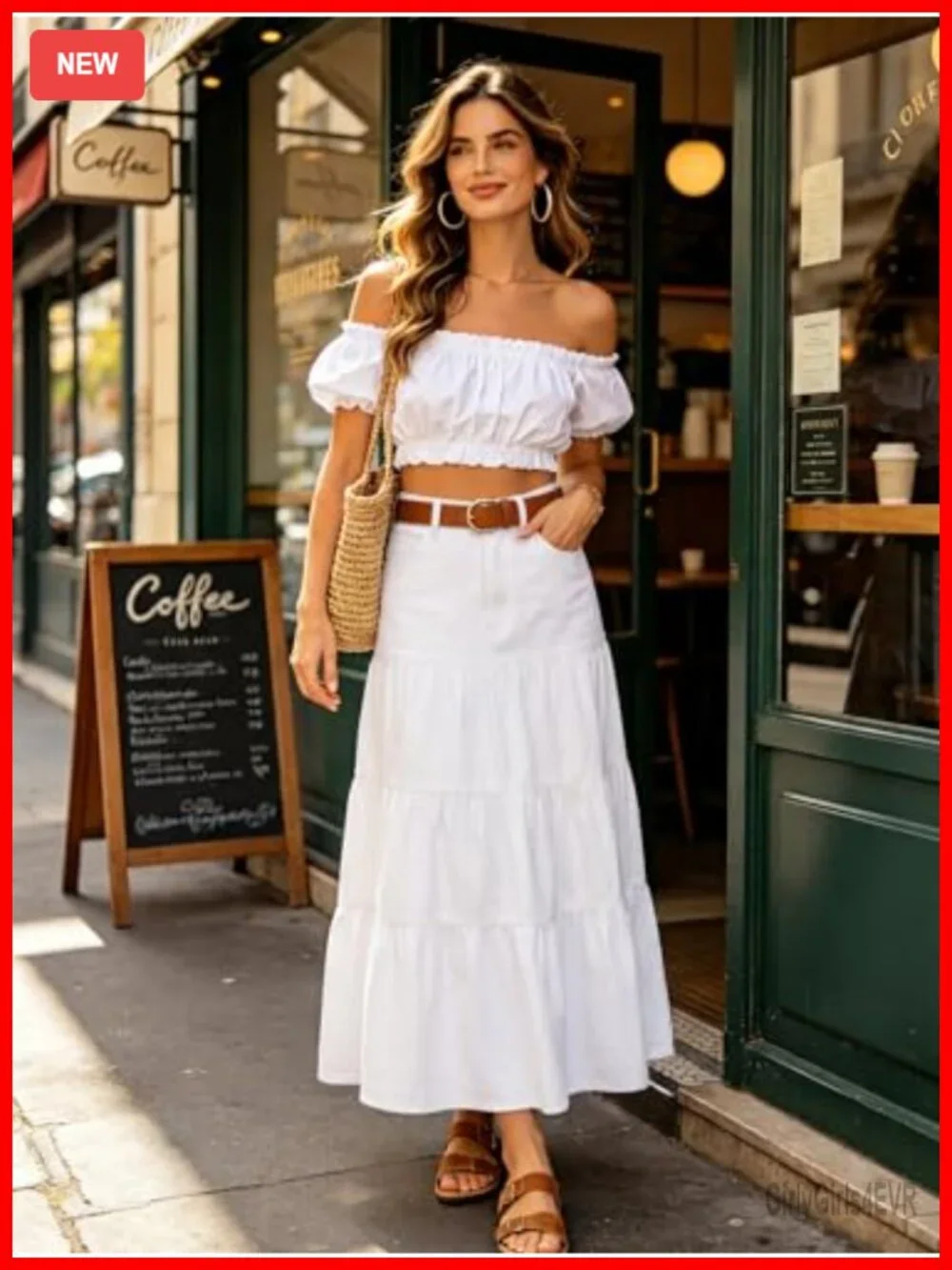 Long Tiered Maxi Denim Skirt High Elastic Waist Jean A-Line